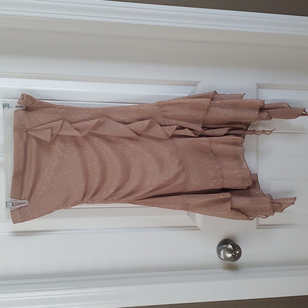 Asymmetrical Gold / Nude Bodycon dress